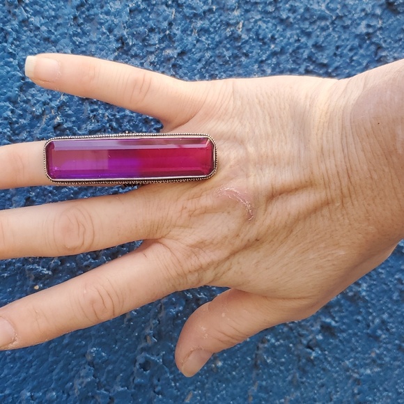New Amazing Oversized Bi-Color Tourmaline 925 Silver Statement Ring. - Picture 6 of 16